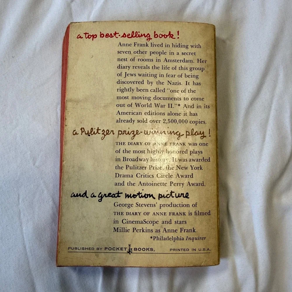 The Diary of a Young Girl Anne Frank 1967 Edition Eleanor Roosevelt Introduction